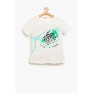 Koton White Boy's Written Printed T-Shirt