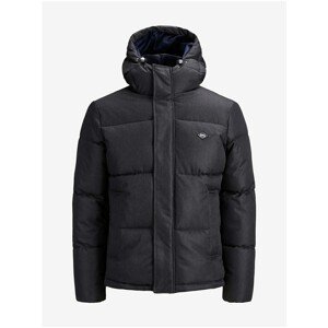 Dark Grey Winter Jacket with Jack & Jones Newprt Hood - Mens