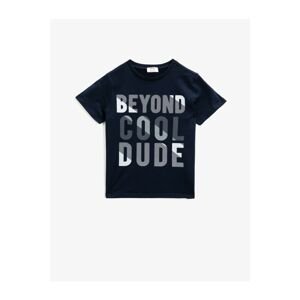 Koton Boy's Indigo T-Shirt Cotton Short Sleeve Crew Neck