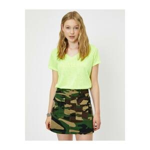 Koton Women's Camouflage Patterned Short Skirt