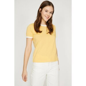 Koton Women's Yellow Short Sleeve T-Shirt