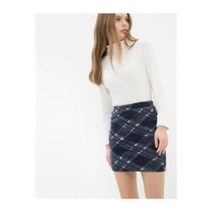 Koton Women's Navy Blue Plaid Skirt