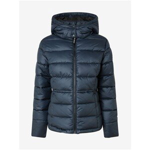 Dark Blue Women's Quilted Winter Jacket with Hood Pepe Jeans Camille - Women