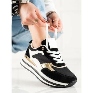 TRENDI FASHIONABLE BLACK AND GOLD SNEAKERS