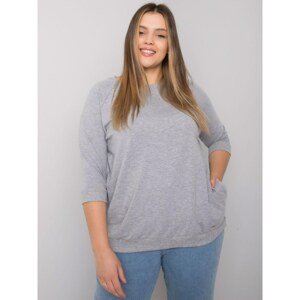 Grey melange blouse of larger size made of cotton Emma
