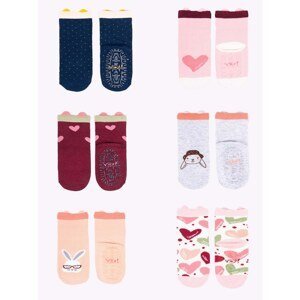 Yoclub Kids's Girls' Cotton Socks Anti Slip ABS Patterns Colours 6-pack SKA-0065G-000I