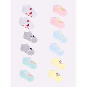 Yoclub Kids's Girls' Ankle Cotton Socks Patterns Colours 6-pack SKS-0089G-AA0A