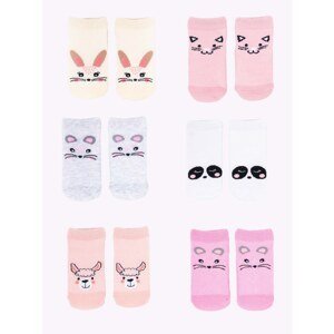Yoclub Kids's Girls' Ankle Thin Cotton Socks Patterns Colours 6-pack SKS-0072G-AA00-002
