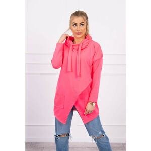 Tunic with clutch at the front Oversize pink neon