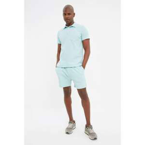 Trendyol Mint Men Regular Fit Short Sleeve Waffle Tracksuit Set