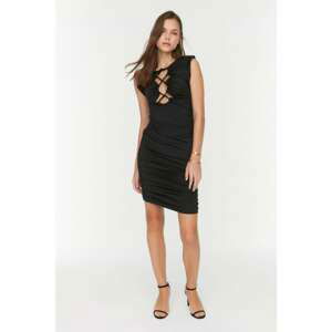 Trendyol Black Tie Detailed Bodycon Knitted Dress