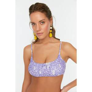 Trendyol Lilac Daisy Patterned Gipe Detailed Bikini Top