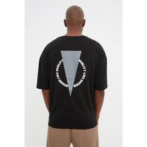 Trendyol Black Men's Oversize Fit Short Sleeve Crew Neck Back Printed T-Shirt