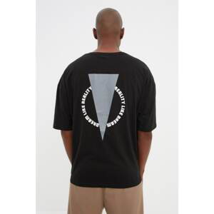 Trendyol Black Men's Oversize Fit Short Sleeve Crew Neck Back Printed T-Shirt