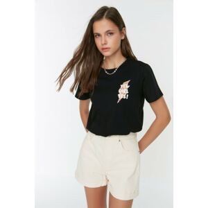 Trendyol Black Printed Basic Knitted T-Shirt