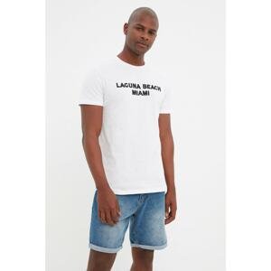 Trendyol White Men Regular Fit Short Sleeve Crew Neck Printed T-Shirt