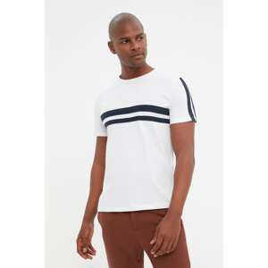 Trendyol White Men Regular Fit Short Sleeve Crew Neck Striped T-Shirt