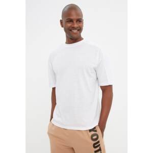 Trendyol White Men's Relaxed Fit Short Sleeve Crew Neck Paneled T-Shirt