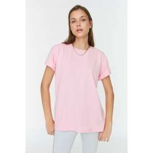 Trendyol Pink Back Printed Boyfriend Knitted T-Shirt