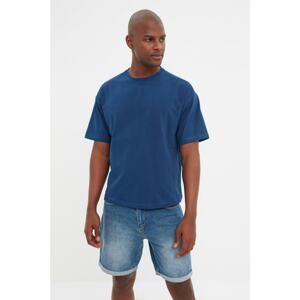 Trendyol Blue Men's Relaxed Fit Crew Neck Short Sleeved T-Shirt