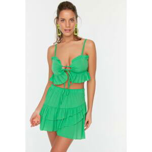 Trendyol Green Voluminous Detailed Beach Blouse-Beach Skirt Set