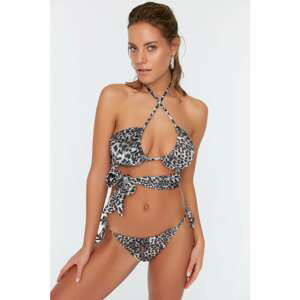 Trendyol Brown Leopard Print Bikini Bottoms With Tie Detailed