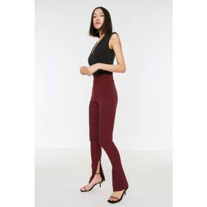 Trendyol Claret Red Slit Detailed Knitted Leggings