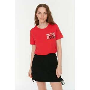 Trendyol Red Embroidered Basic Knitted T-Shirt