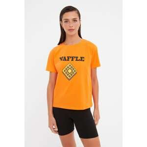 Trendyol Orange Printed Semifitted Knitted T-Shirt