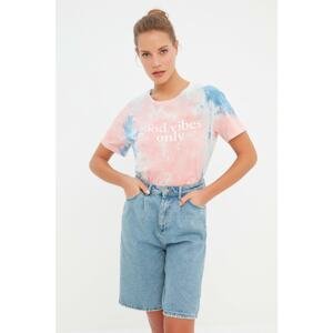 Trendyol Tie-Dye Printed Semifitted Petite Knitted T-Shirt