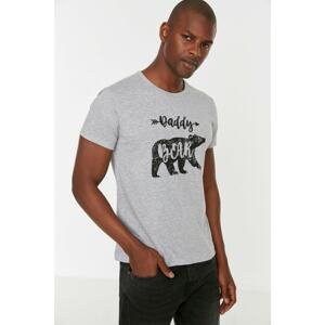 Trendyol Gray Printed Knitted T-shirt