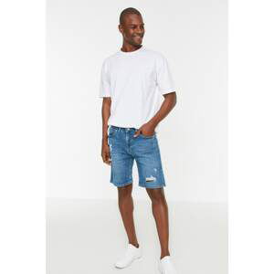 Trendyol Navy Blue Men's Slim Fit Destroyed Shorts & Bermuda