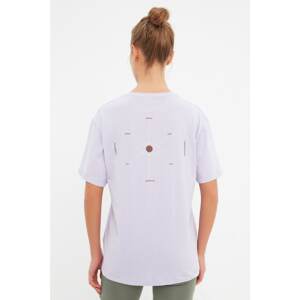 Trendyol Lilac Printed Boyfriend Knitted T-Shirt