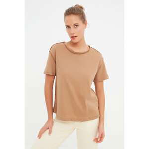 Trendyol Mink Bedstead Stitched Semifitted Knitted T-Shirt