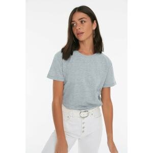 Trendyol Gray Printed Semi-fitted Knitted T-Shirt