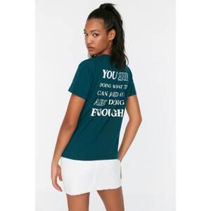 Trendyol Dark Green Printed Semi-fitted Knitted T-Shirt