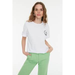 Trendyol White Front and Back Boyfriend Knitted T-Shirt