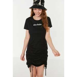 Trendyol Black Ruffle Detailed Mini Knitted Dress