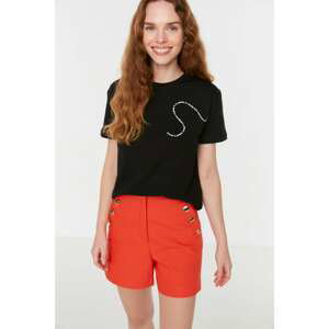 Trendyol Black Printed Semi-Fitted Knitted T-Shirt