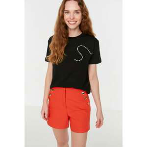 Trendyol Black Printed Semi-Fitted Knitted T-Shirt