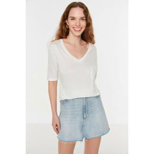 Trendyol Ecru Basic Knitted T-Shirt