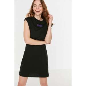 Trendyol Black Waistband Embroidery Detailed Knitted Dress