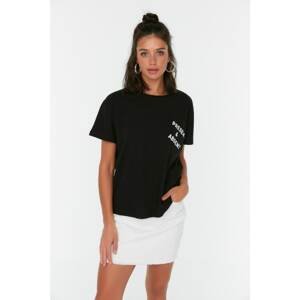 Trendyol Black Printed Semifitted Pocket Detailed Knitted T-Shirt