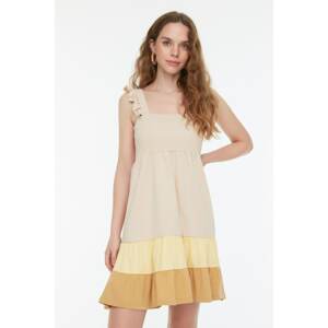 Trendyol Beige Color Block Gipple Knitted Dress