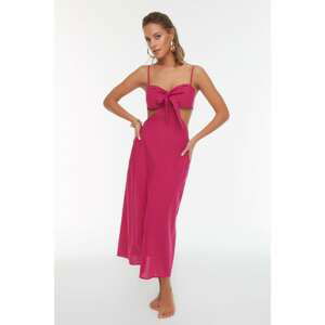 Trendyol Fuchsia Cut-Out Lace-Up Detailed Beach Dress