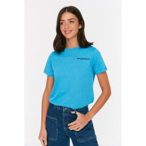 Trendyol Blue Recycle Basic Printed Knitted T-Shirt