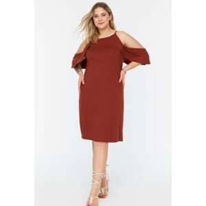 Trendyol Curve Brown Cutout Detailed Knitted Dress