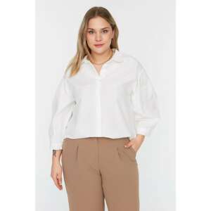 Trendyol Curve Ecru Sleeve Detailed Poplin Woven Shirt