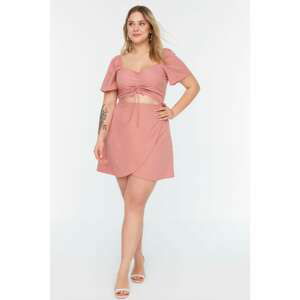 Trendyol Curve Plus Size Dress - Pink - Wrapover