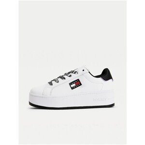 White Women's Leather Sneakers on the Platform Tommy Hilfiger Flatform - Women